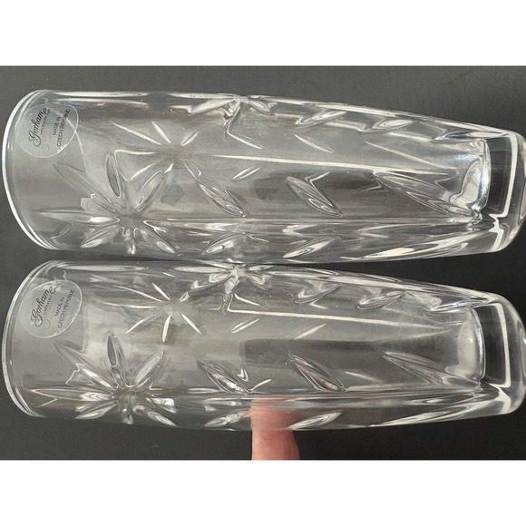 New‎ Gorham Full Lead Crystal Floral Majesty Matching Vases X 2 Bud 6x2" - Picture 6 of 9